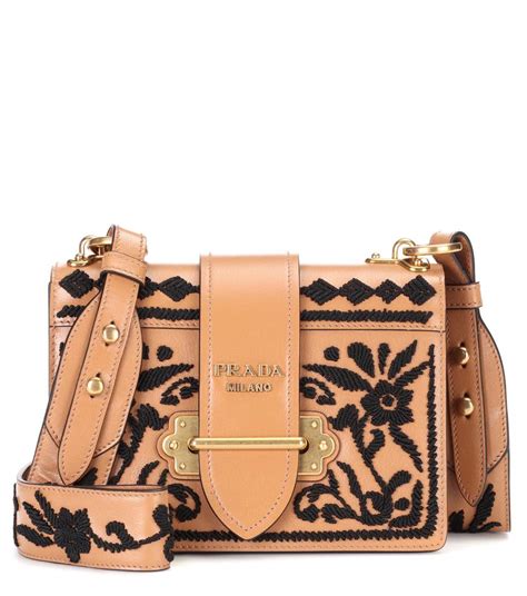 Prada Madras Embroidered Cahier Shoulder Bag 